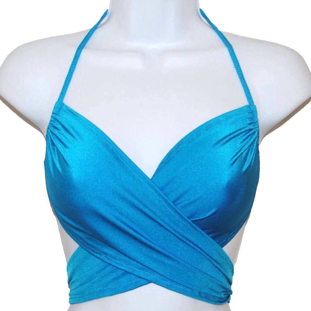 Clearance! L/XL Wrap Top Festival Gogo Dancer Swim Rave Metallic Criss Cross Tie
